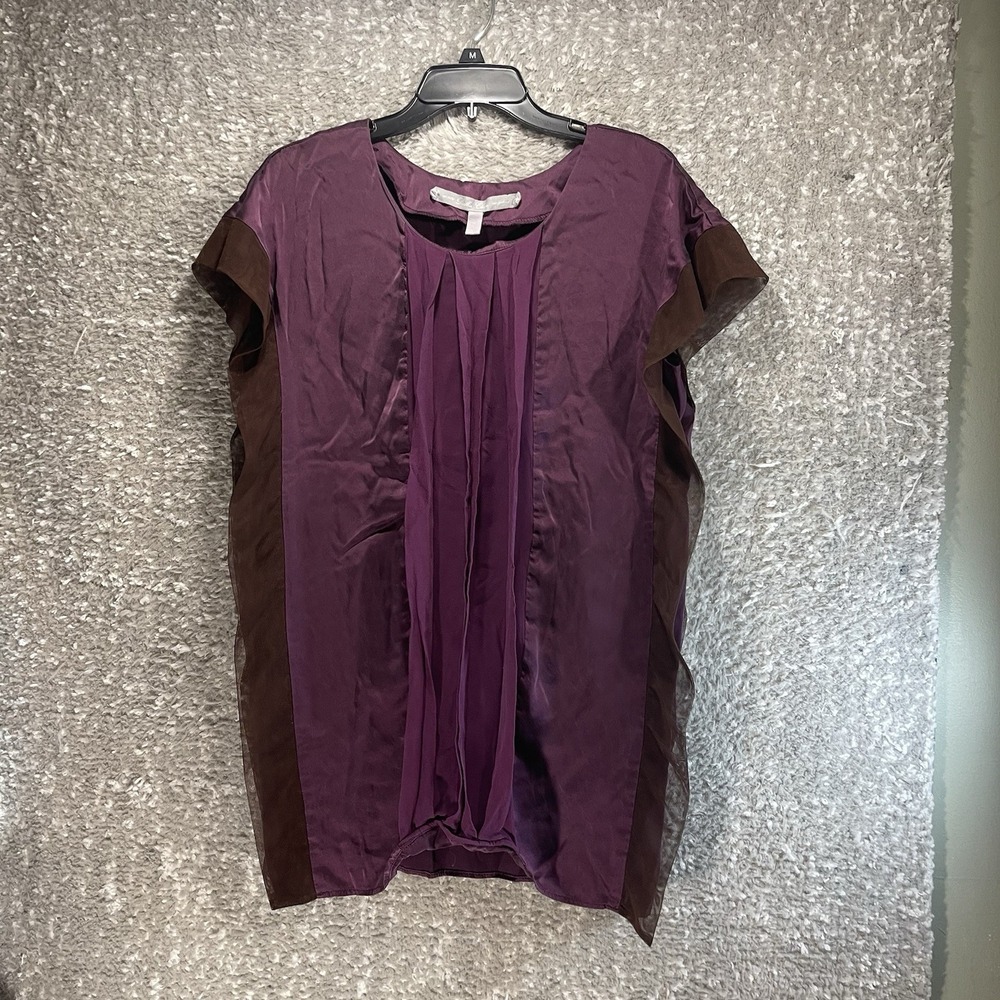 Dallin Chase 2006 Silk Pleated Mini Dress Purple Brown Preppy Elegant City Sz 2